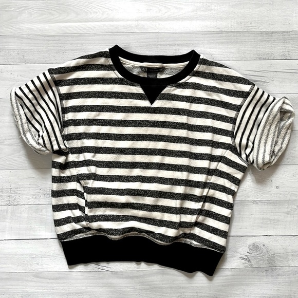 Armani Exchange Striped Short Sleeve Sweatshirt XS - Picture 1 of 5